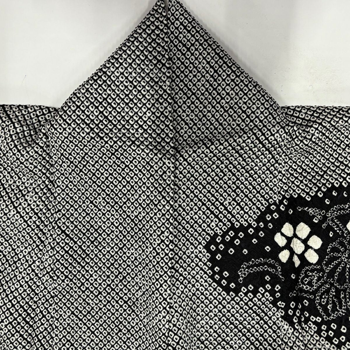 【美品】訪問服 身長158cm 袖長64cm M 雙層 菊花 流水 總絞染 黑 純蠶絲 秀品級
