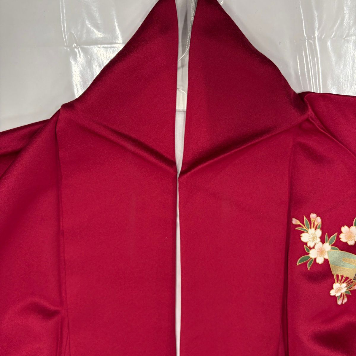 振袖禮服 身長167cm 袖長67.5cm L 雙層 花車 幾帳 金絲 金銀彩 紅 純蠶絲 秀品級