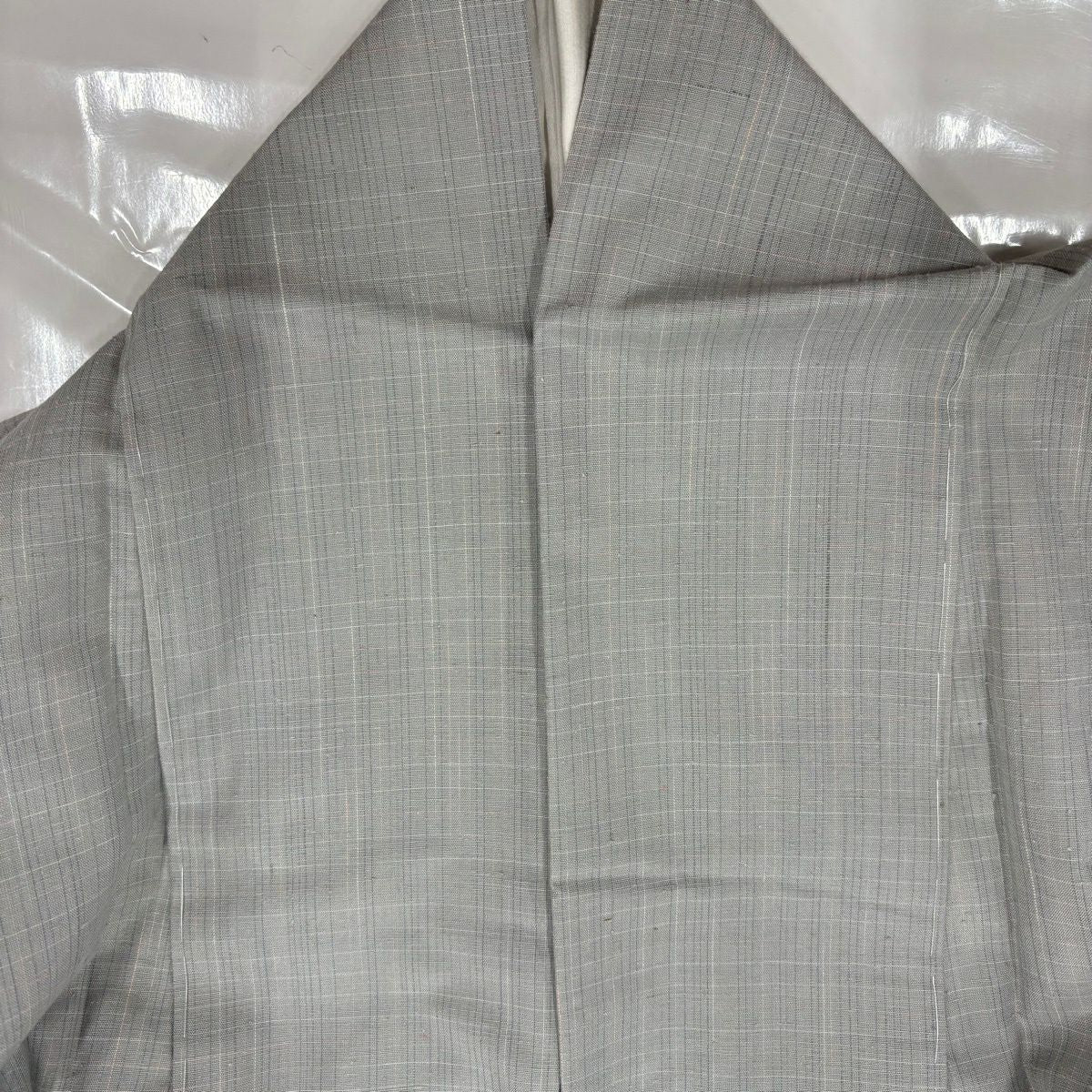 【美品】 紬織 身長150cm 袖長62cm S 雙層 縞 灰 純蠶絲 秀品級
