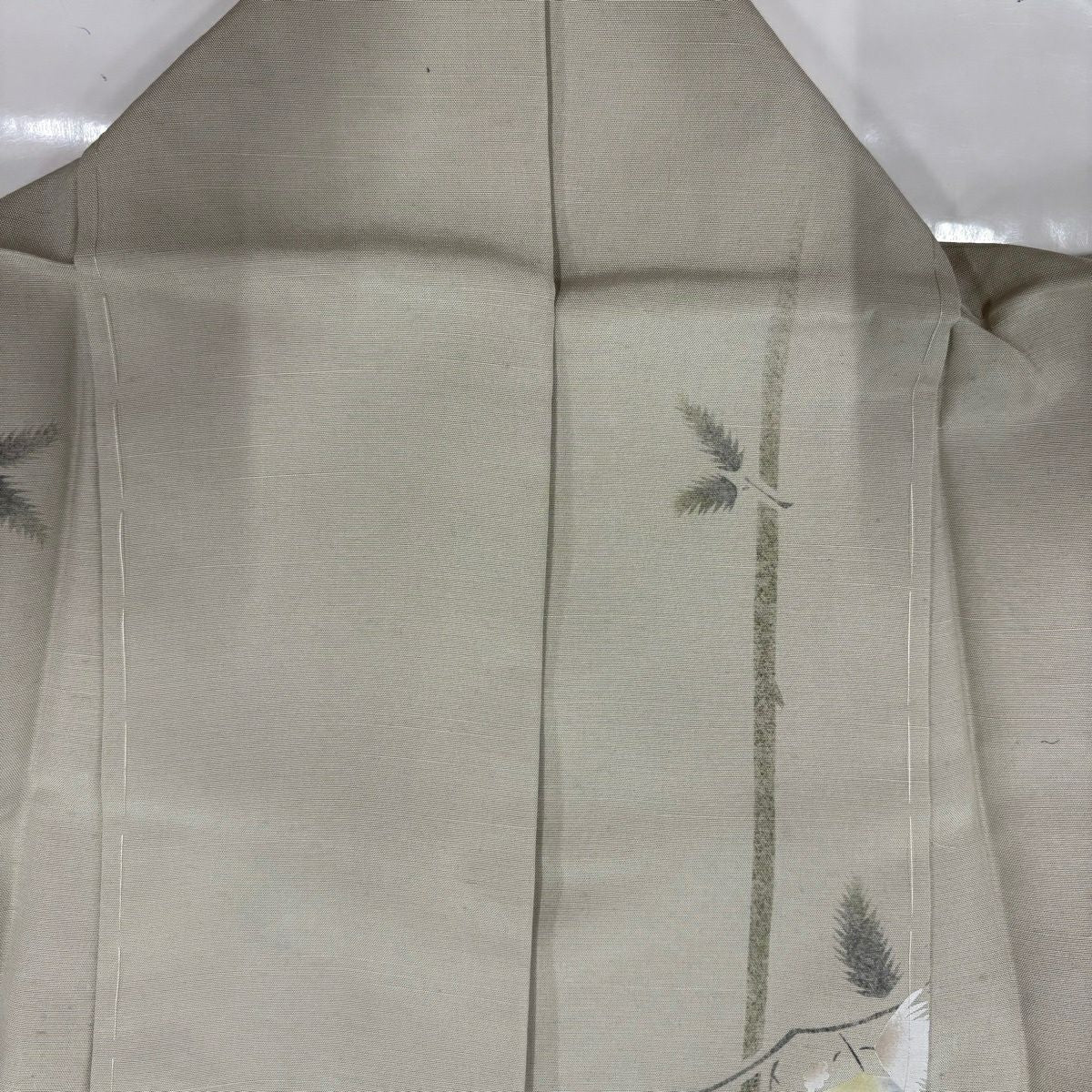 付下 身長150.5cm 袖長62cm S 雙層 紬織織 胴抜 草花紋紋 灰綠 純蠶絲 秀品級