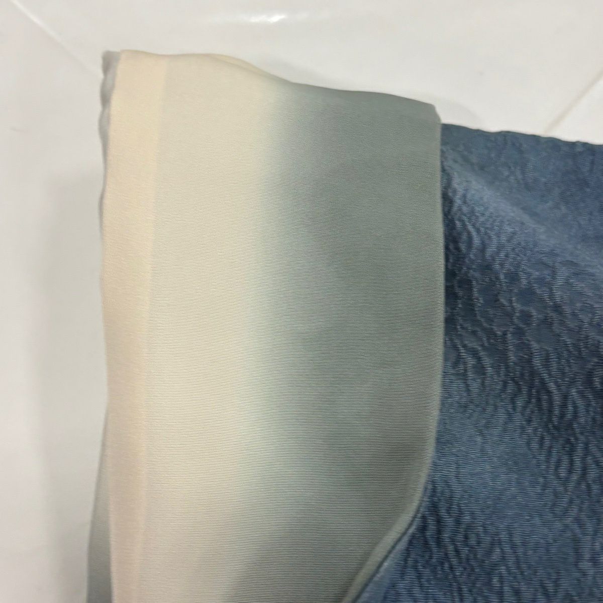付下 身長158.5cm 袖長64cm M 雙層 徳永憲峯 落款あり 辻花染 金銀彩 ぼかし 青灰 純蠶絲 名品級