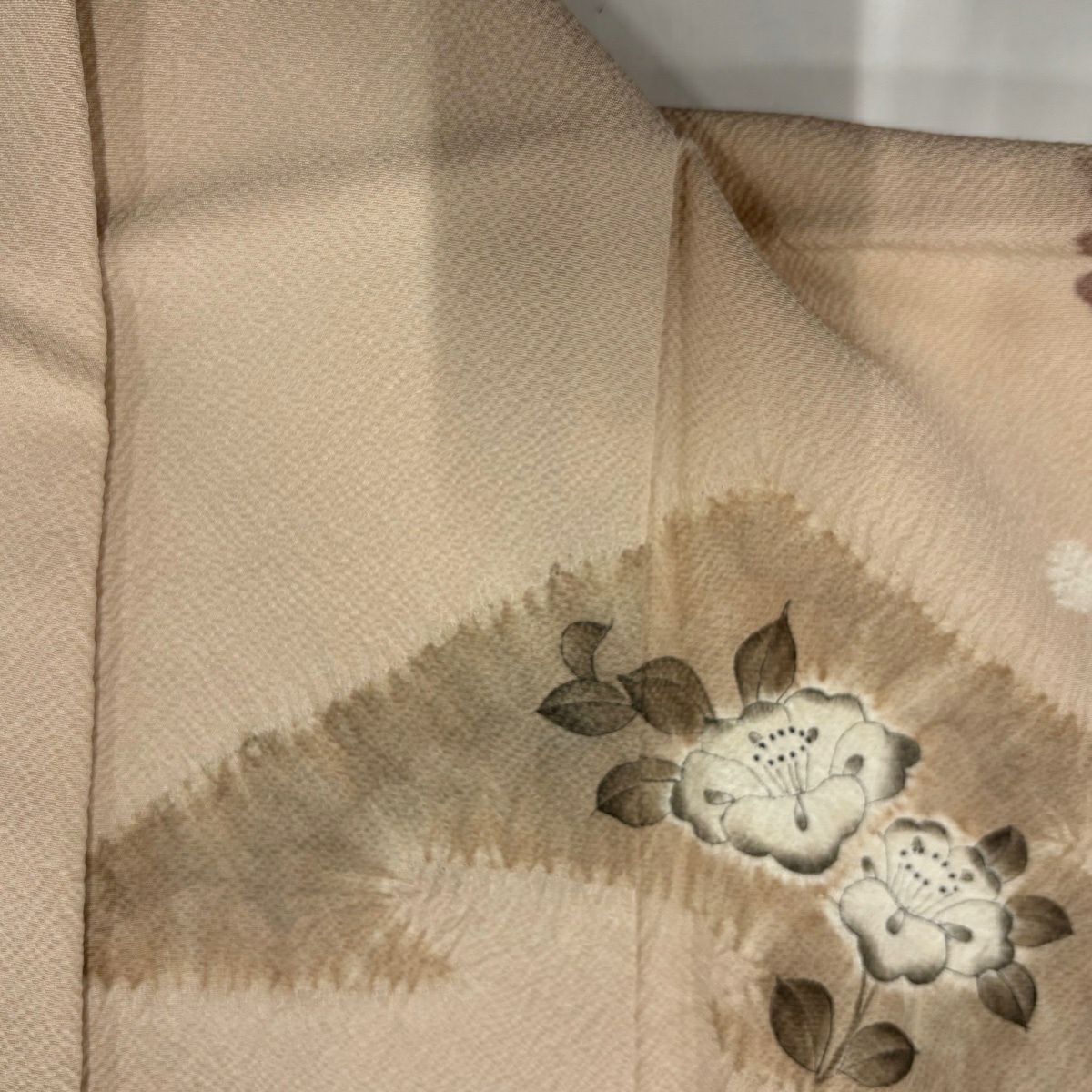 【美品】訪問服 身長162cm 袖長63.5cm S 雙層 滝泰 落款あり 草花紋紋 霞 絞染 淺粉色 純蠶絲 名品級