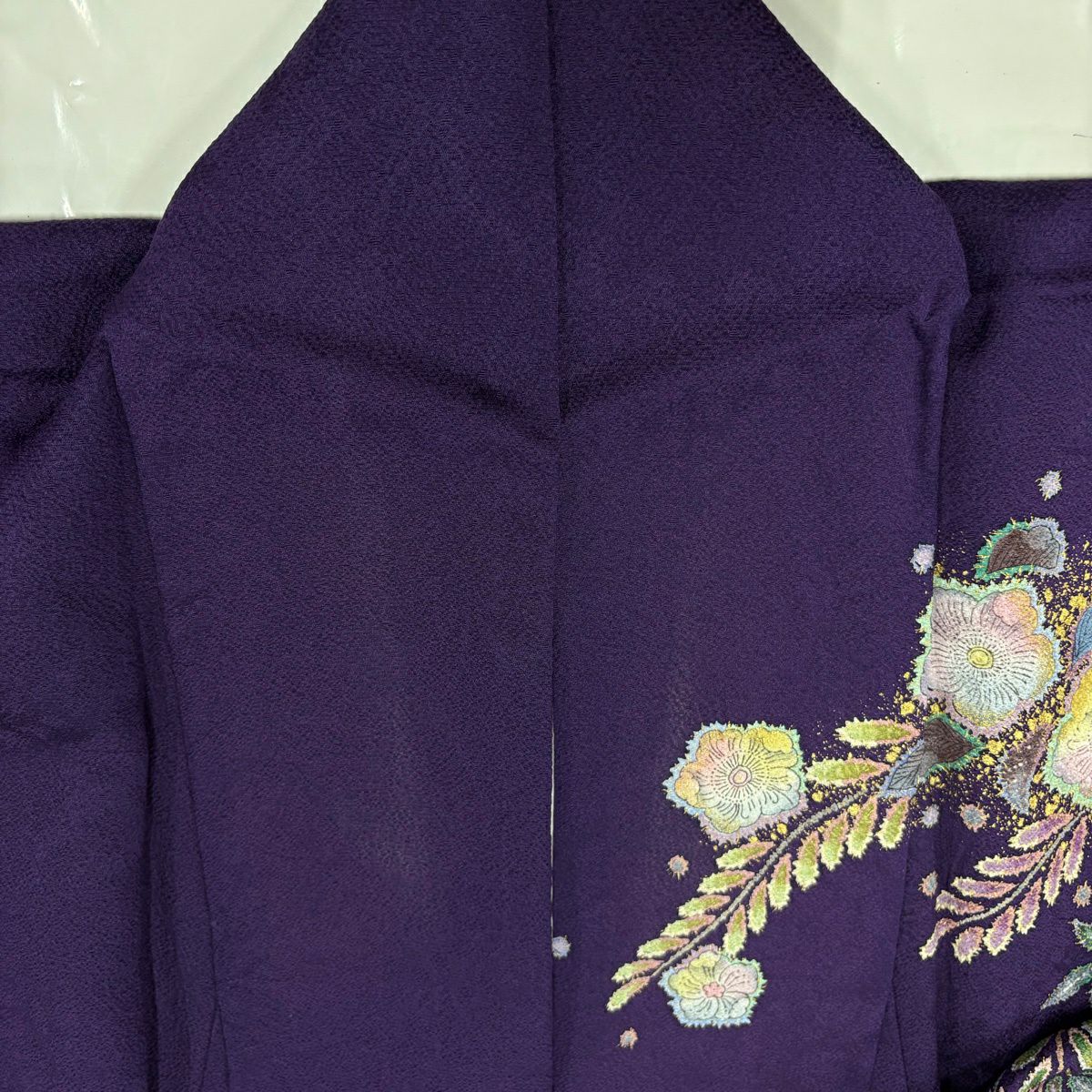 振袖禮服 身長159cm 袖長65cm M 雙層 辻花染 金銀彩 漸層 紫 純蠶絲 名品級