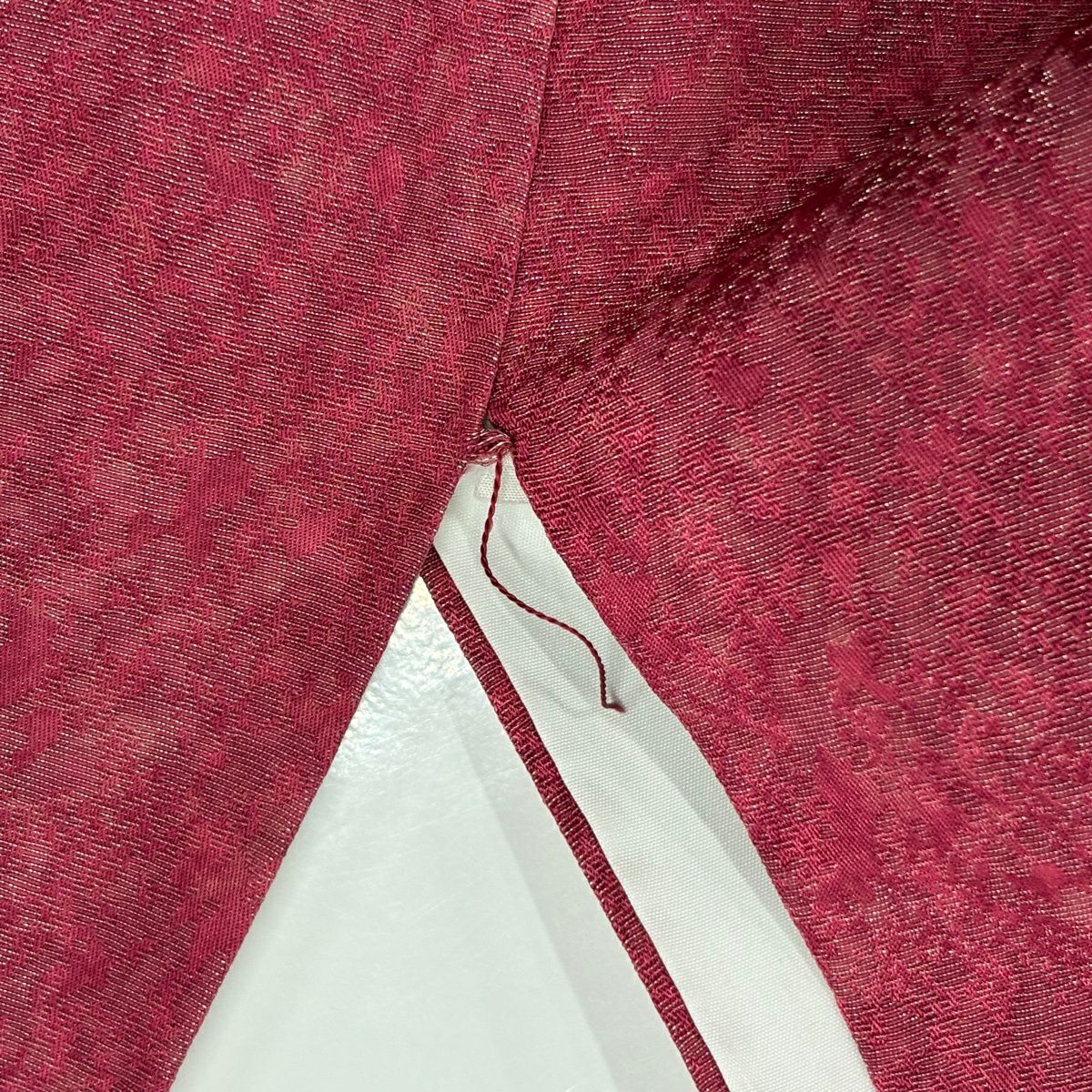 振袖禮服 身長168cm 袖長65cm M 雙層 櫻花花瓣 銀彩 深粉紅 純蠶絲 名品級