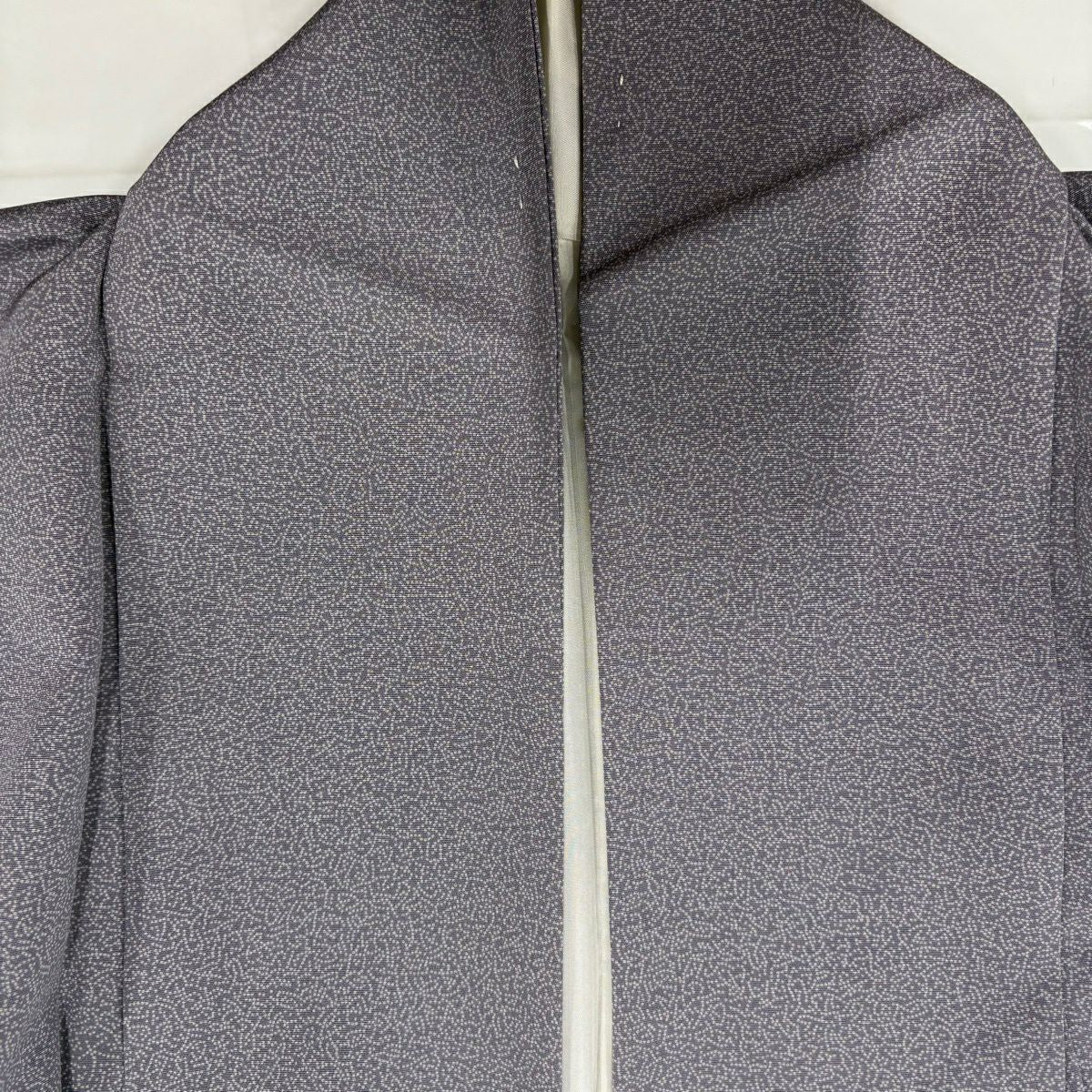 【美品】 江戶小紋 身長160cm 袖長65.5cm M 雙層 落款あり 文字 地紋 灰紫 純蠶絲 名品級