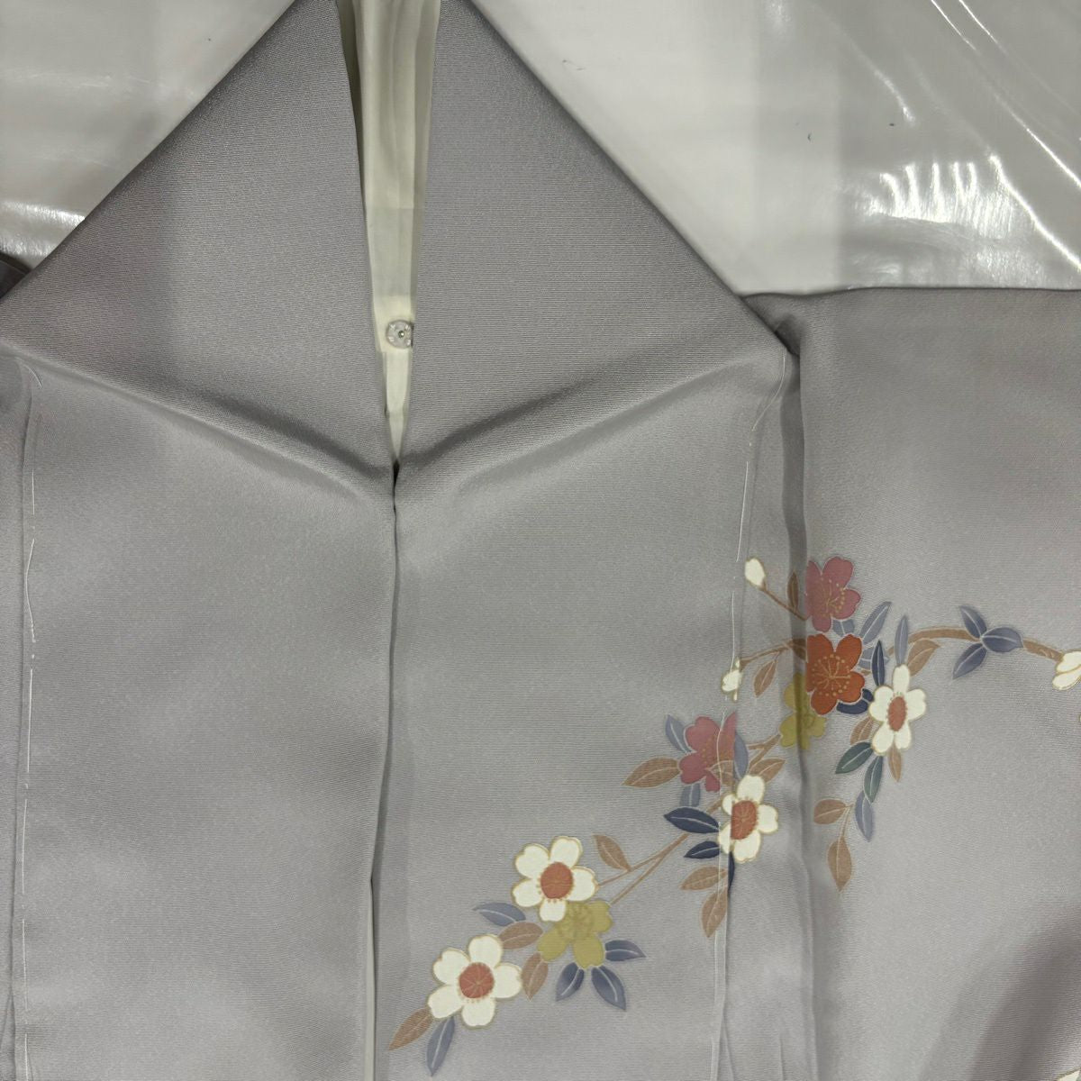 訪問服 身長162cm 袖長63.5cm S 雙層 椿 菊花 金彩裝飾 灰 純蠶絲 秀品級