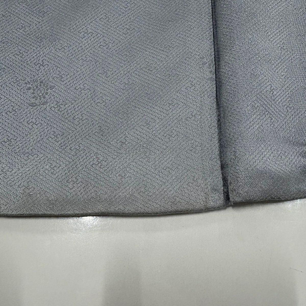 訪問服 身長151.5cm 袖長65.5cm M 雙層 秋草 梅花 金銀彩 染分 青灰 純蠶絲 秀品級