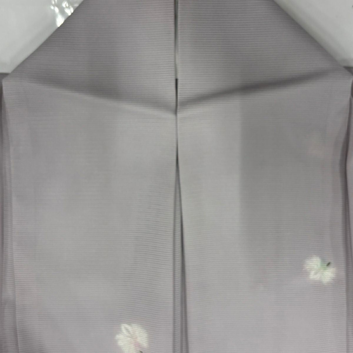 【美品】 小紋 身長158cm 袖長64cm M 薄物 絽 花 薄紫 純蠶絲 秀品級