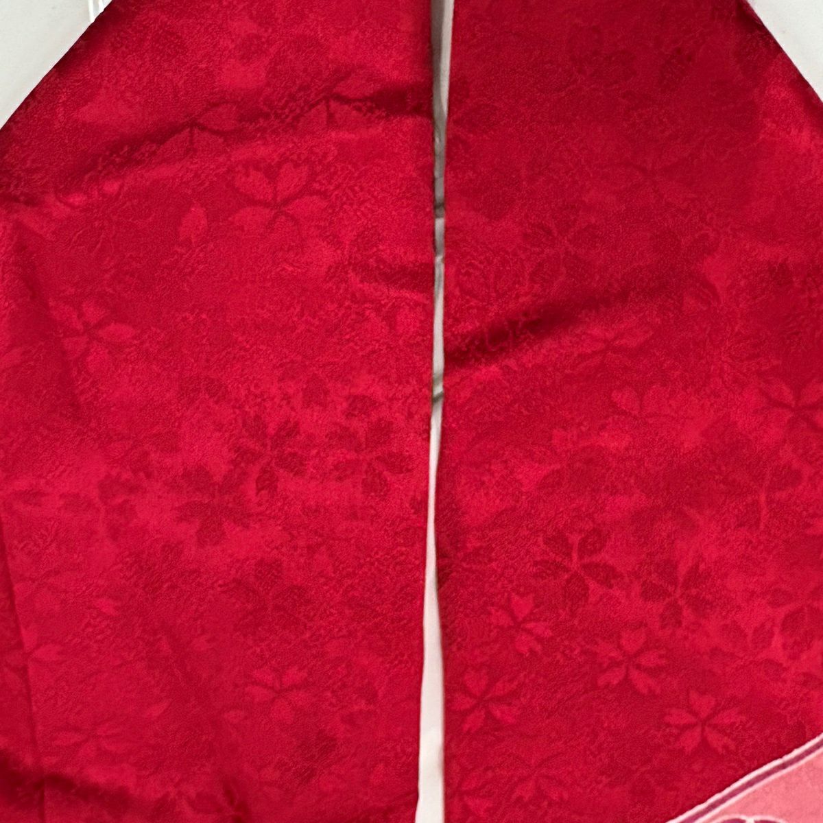 【美品】振袖禮服 身長170cm 袖長70cm L 雙層 貝桶 草花紋紋 金絲 金銀彩 紅 純蠶絲 名品級