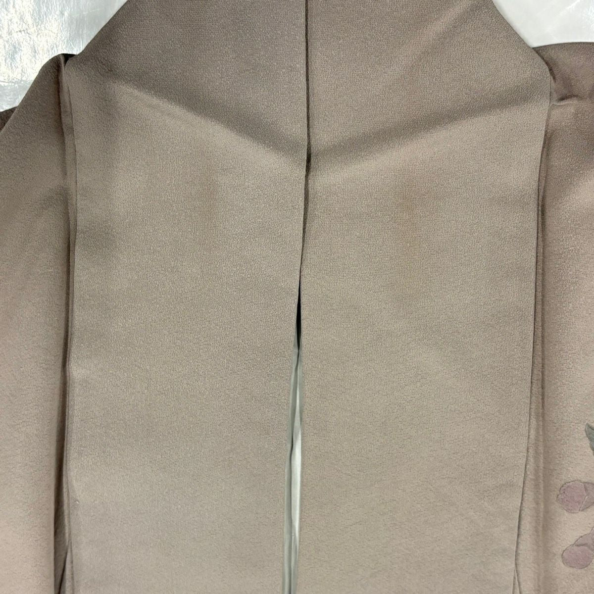 訪問服 身長162.5cm 袖長66cm M 雙層 草花紋紋 菱形 刺繡 金金箔 灰紫 純蠶絲 名品級