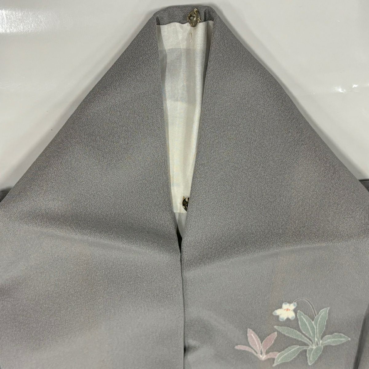 訪問服 身長158cm 袖長62cm S 雙層 落款 草花紋紋 漸層 灰色 純蠶絲 秀品級