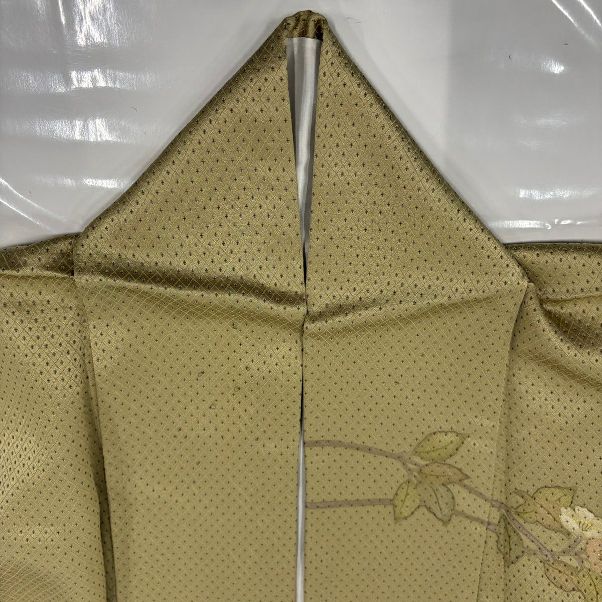 訪問服 身長166cm 袖長65cm M 雙層 枝花 芝 抹茶 純蠶絲 秀品級