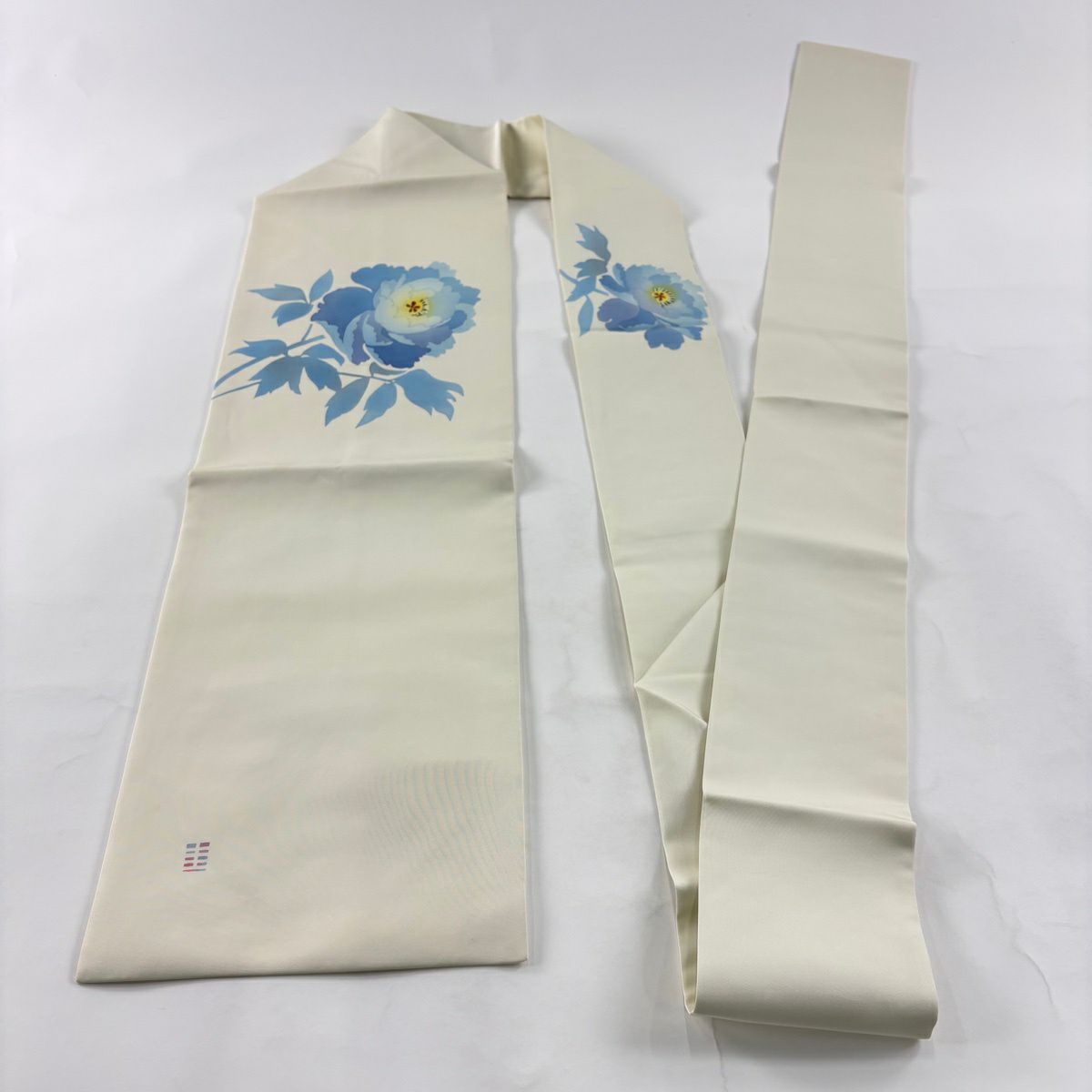 【美品】名古屋帶 秀品級 草花紋 淡奶油色 純蠶絲