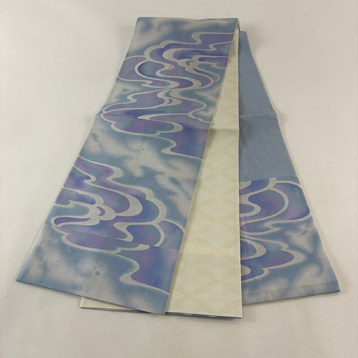 袋帶 秀品級 流水 金金箔 淺紫 純蠶絲