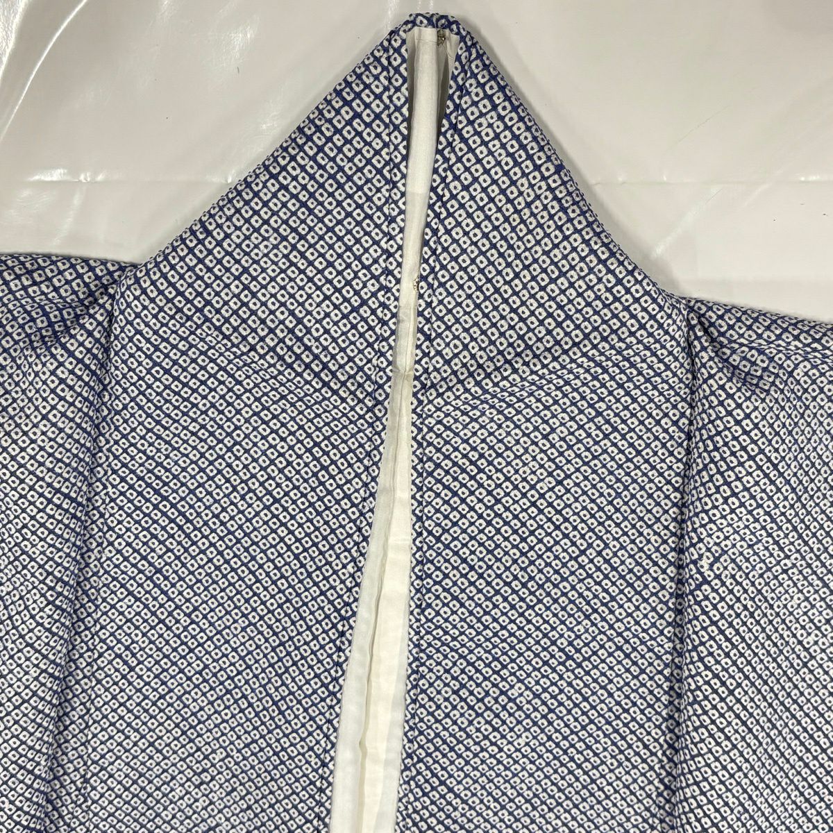 小紋 身長150cm 袖長61.5cm S 雙層 總絞染 藍 純蠶絲 秀品級