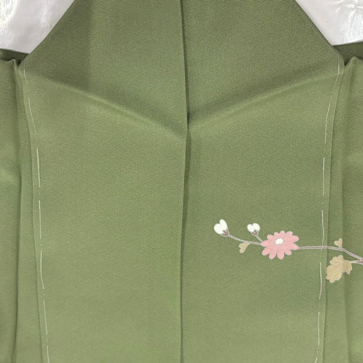 訪問服 身長164.5cm 袖長68cm L 雙層 椿 菊花 漸層 艾綠 純蠶絲 優品級