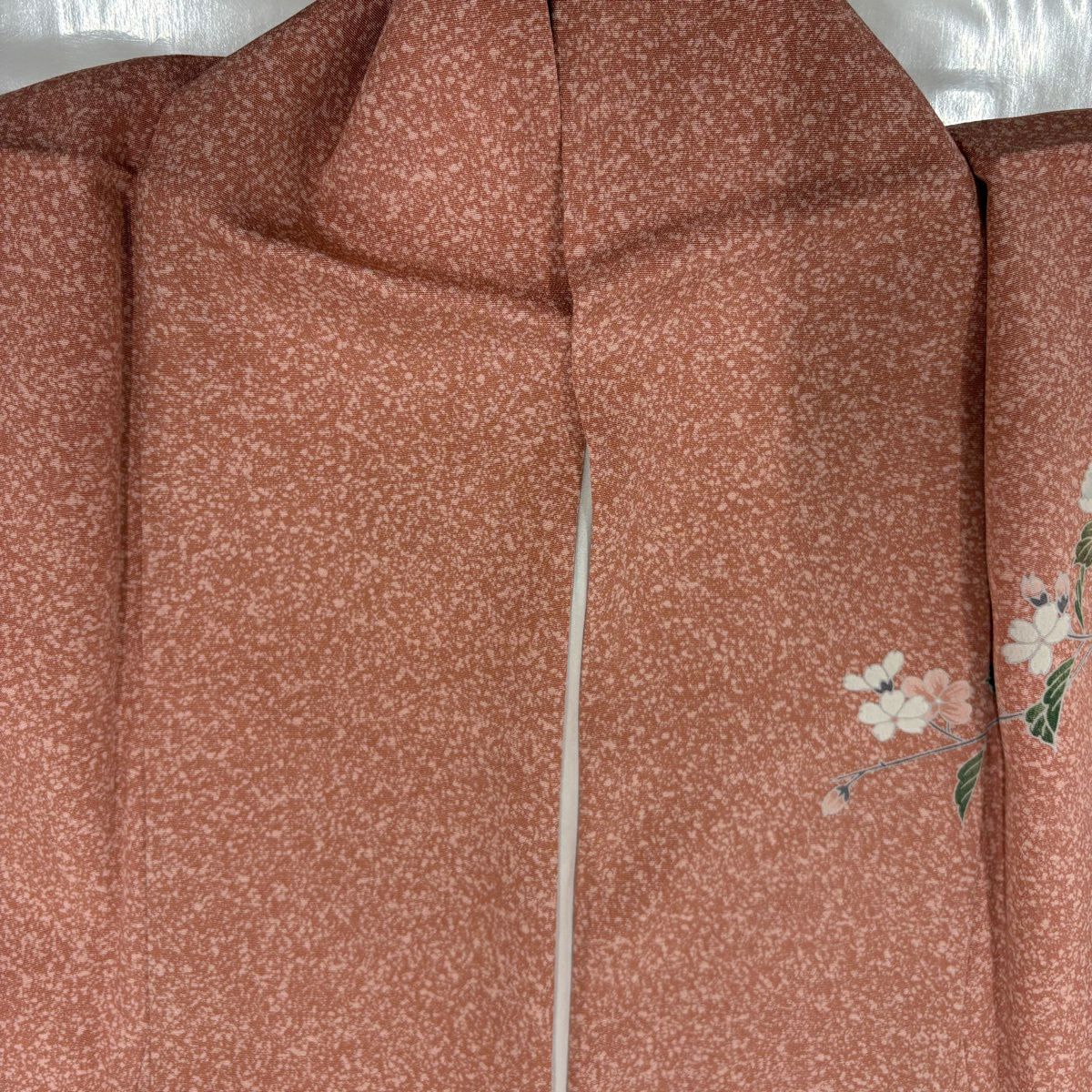 訪問服 身長159cm 袖長63cm S 雙層 枝花 霞 漸層 鮭粉色 純蠶絲 優品級