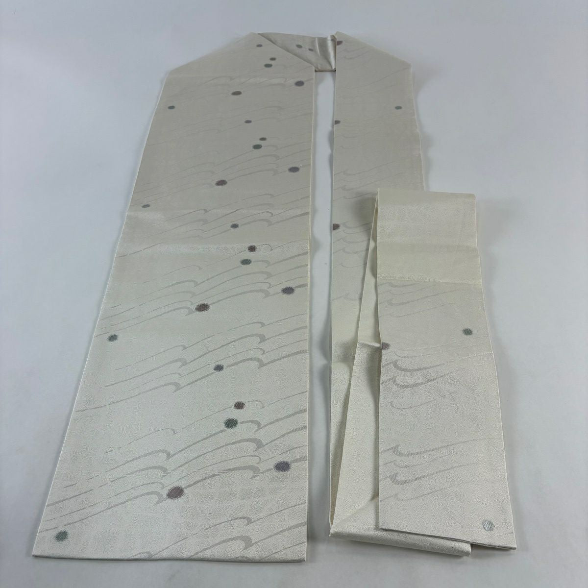 【美品】名古屋帶 秀品級 幾何圖案 奶油色 純蠶絲