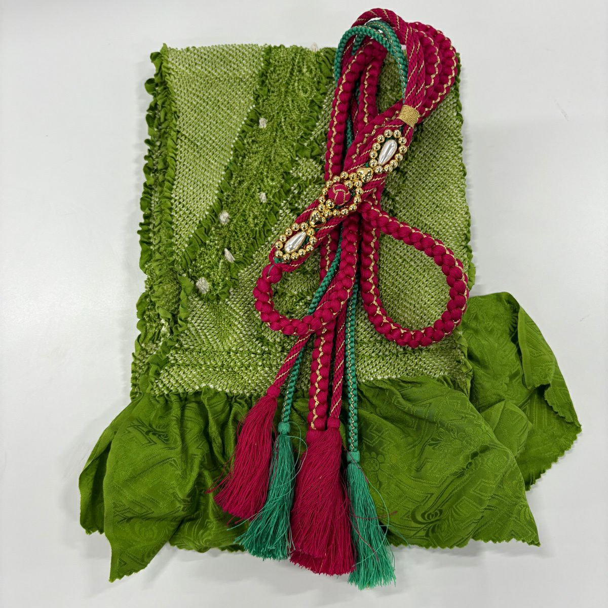 【美品】振袖禮服 身長169cm 袖長69.5cm L 雙層 袋帶全套 花車 櫻花 金銀彩 漸層 粉色 純蠶絲 優品級