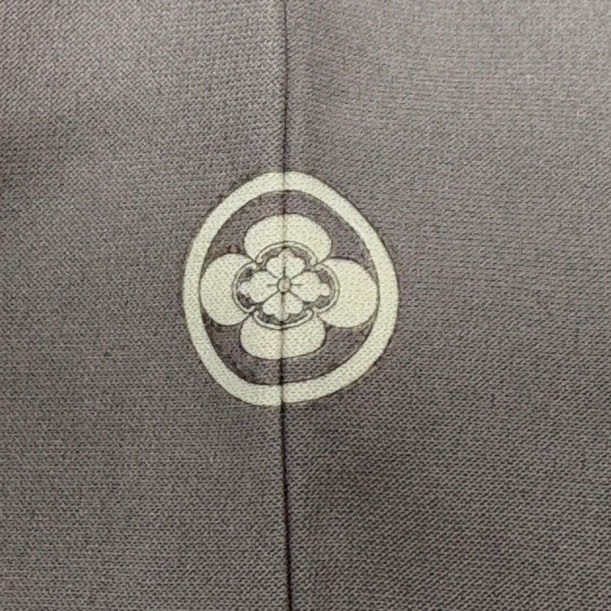 色留袖禮服 身長157cm 袖長65.5cm M 雙層 華紋 花唐草紋 灰紫 純蠶絲 秀品級 一つ紋