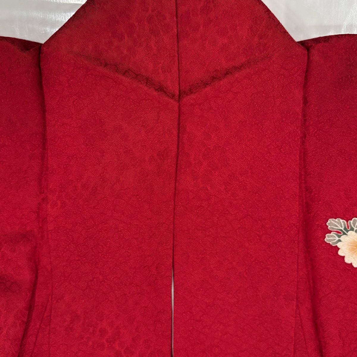 振袖禮服 身長155cm 袖長64cm M 雙層 大和 手毬 櫻花 金金箔 金銀彩 紅 純蠶絲 名品級
