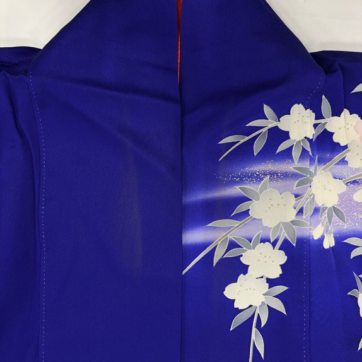 振袖禮服 身長156cm 袖長68.5cm L 雙層 櫻花 蝴蝶 金銀彩 漸層 青紫 純蠶絲 優品級