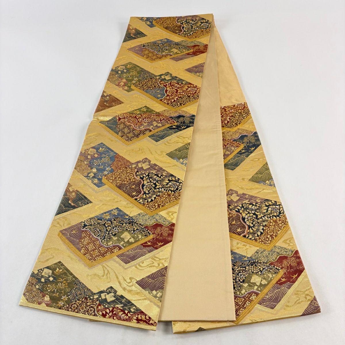 【美品】 袋帶 秀品級 山城機業店 平安雅韻集 金絲 金金箔 金 六通 純蠶絲