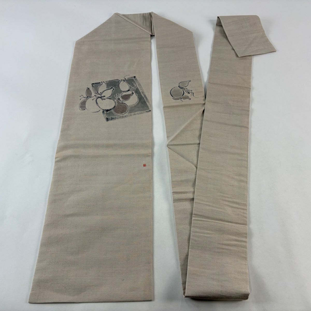 名古屋帶 秀品級 附落款 瓢箪 米色 純蠶絲
