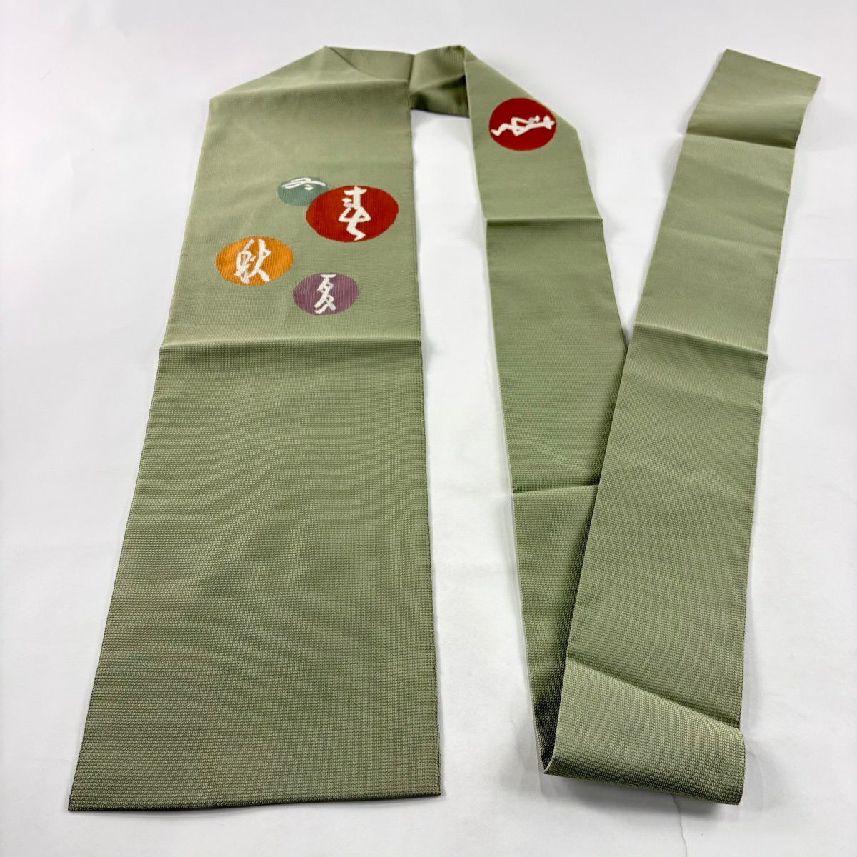 名古屋帶 秀品級 八寸名古屋帶 春夏秋冬 灰綠 純蠶絲