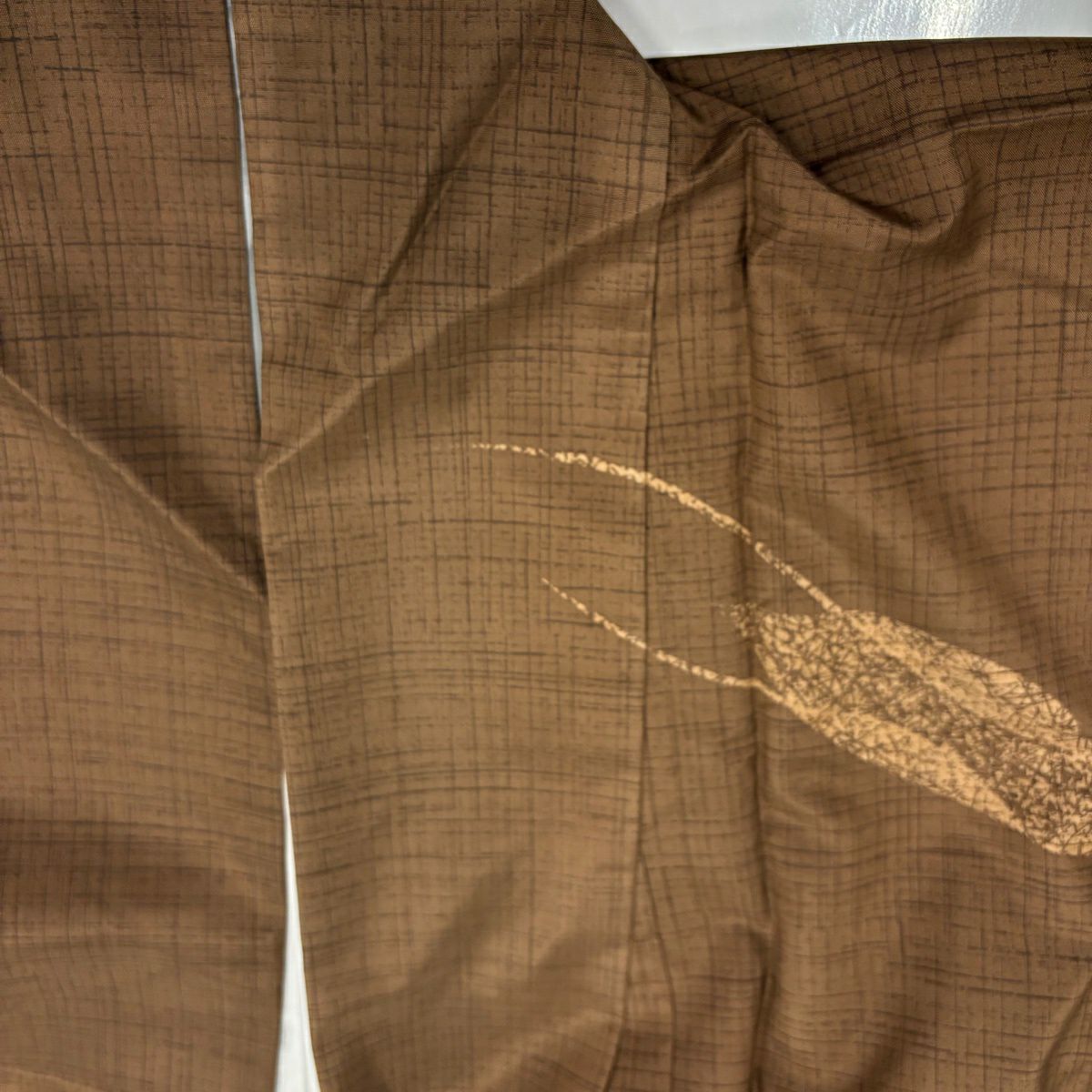 【美品】訪問服 身長160.5cm 袖長63cm S 雙層 紬織織 幾何學圖案 染分 漸層 茶 純蠶絲 優品級