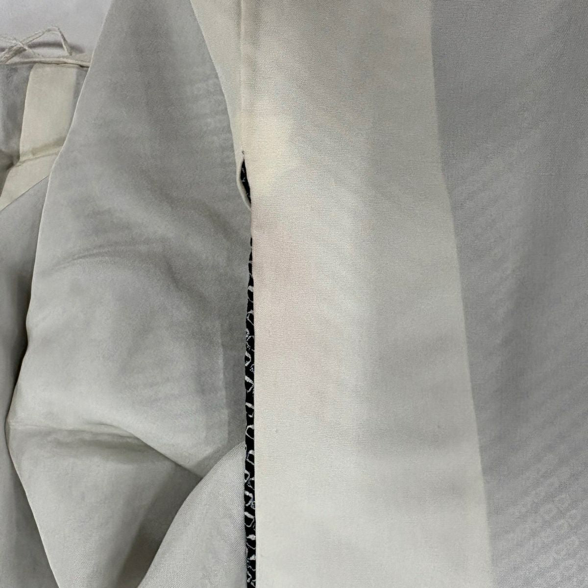 付下 身長160cm 袖長65.5cm M 雙層 草花紋紋 疋田刺繡 絞染 黑灰 純蠶絲 優品級
