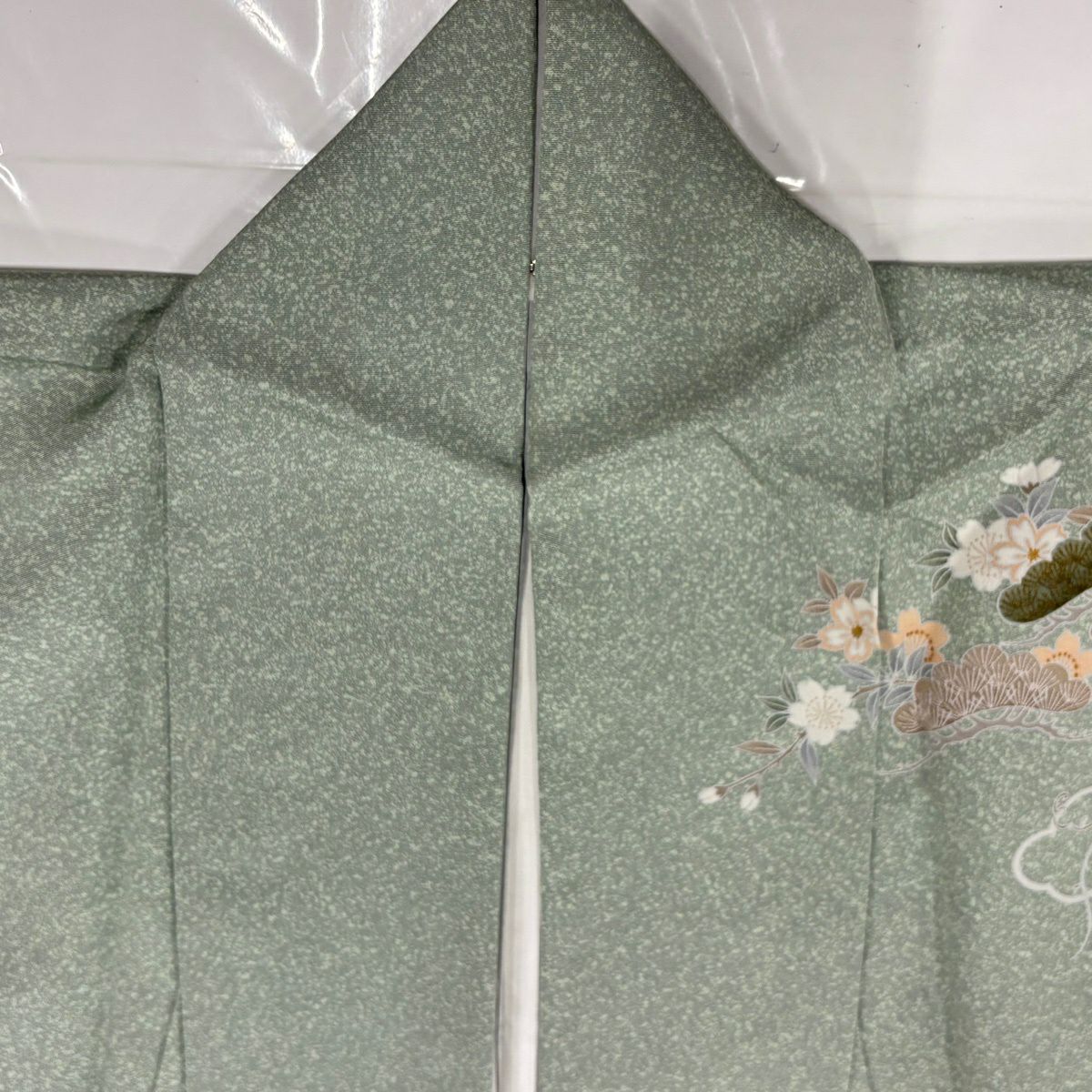 訪問服 身長165cm 袖長64cm M 雙層 花車 八橋 金銀彩 漸層 淺綠 純蠶絲 優品級
