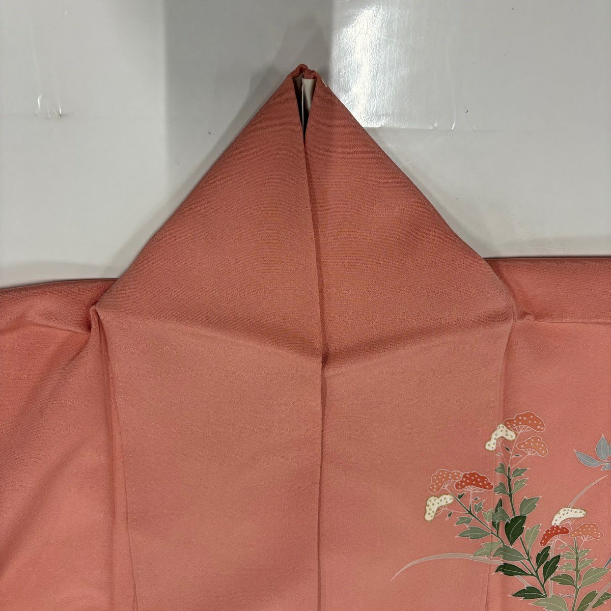 訪問服 身長151.5cm 袖長64cm M 雙層 菊花 鳥 金銀彩 漸層 粉紅 純蠶絲 秀品級