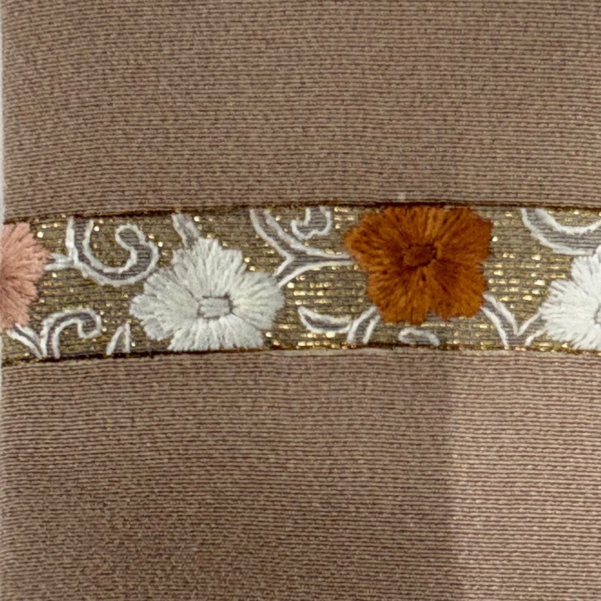 訪問服 身長156.5cm 袖長64cm M 雙層 大和 有職紋樣 鼓刺繡 金銀彩 粉米色 純蠶絲 優品級