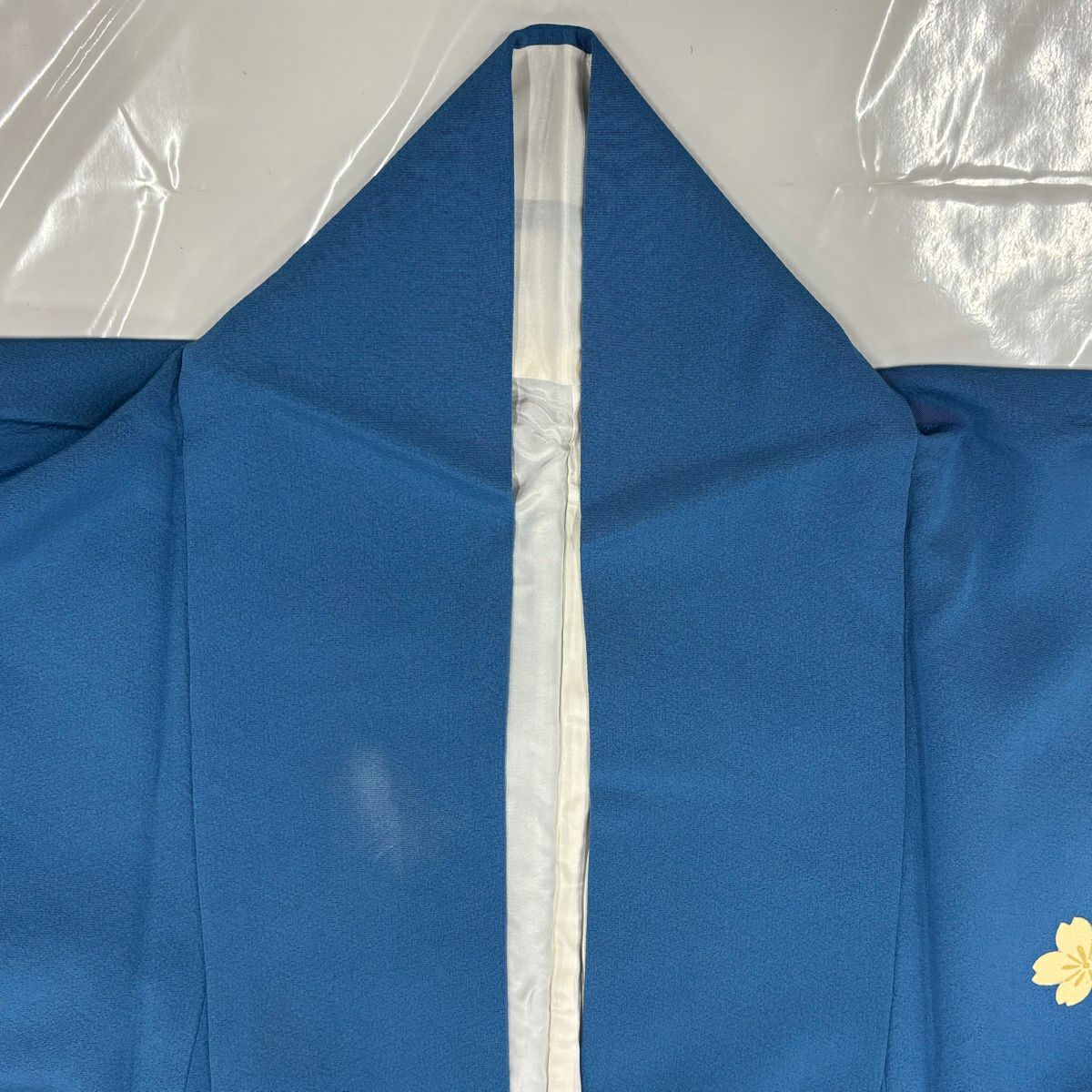 振袖禮服 身長156.5cm 袖長67cm M 雙層 梅花 櫻花 金銀彩 漸層 青 純蠶絲 優品級
