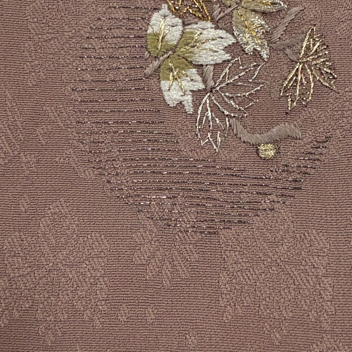 付下 身長155cm 袖長63cm S 雙層 草花紋紋 地紋 金銀彩 刺繡 小豆 純蠶絲 秀品級