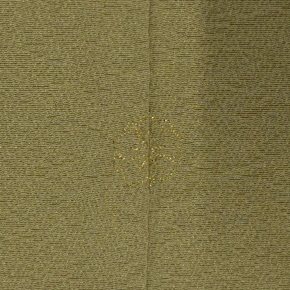 付下 身長154cm 袖長64.5cm M 雙層 花唐草紋 刺繡 灰綠 純蠶絲 優品級 一つ紋