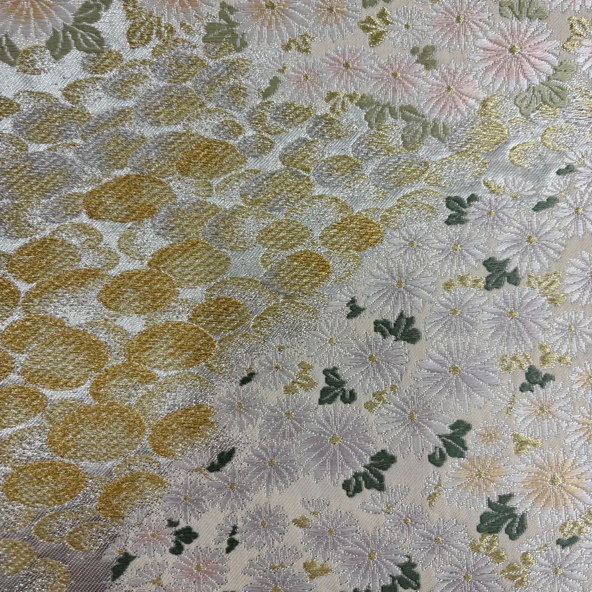 【美品】 付下 身長160cm 袖長64.5cm M 雙層 袋帶套裝 卷物 梅花花 刺繡 漸層 淡紫 純蠶絲 優品級
