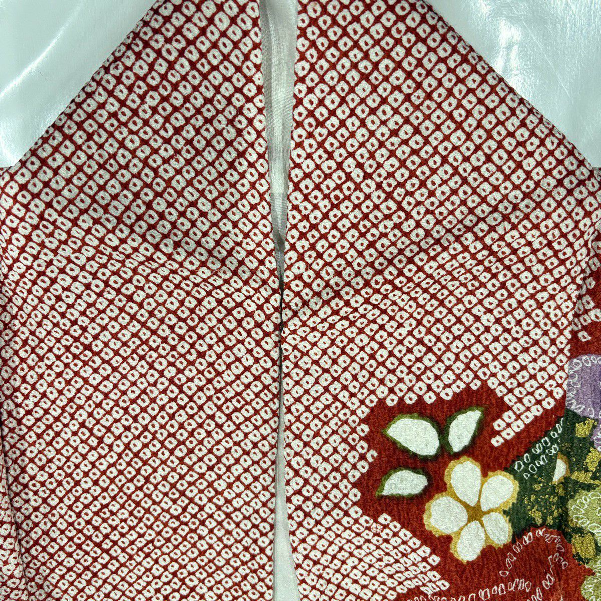 【美品】振袖禮服 身長163cm 袖長66cm M 雙層 草花紋紋 有職文樣 金彩裝飾 朱 純蠶絲 名品級