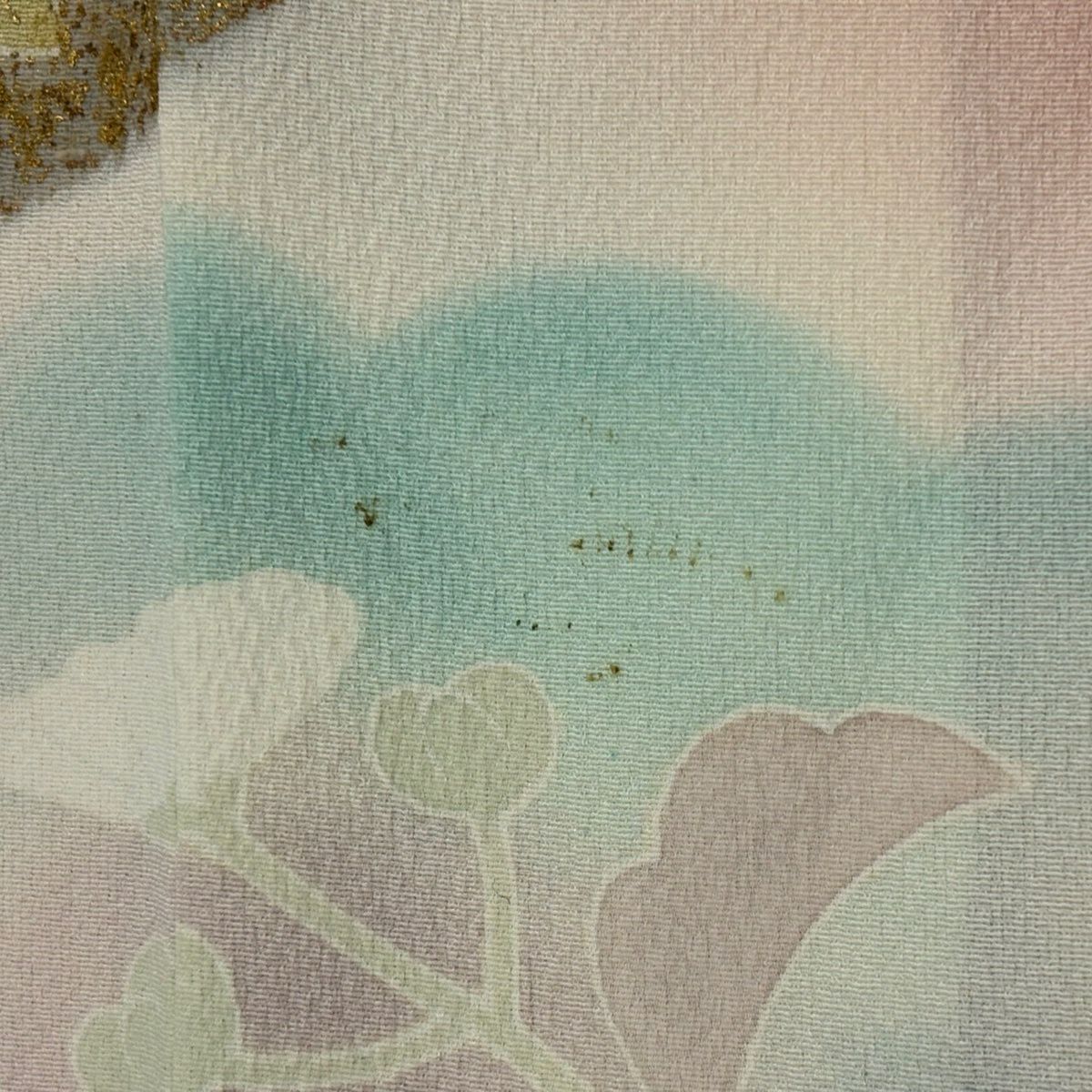 訪問服 身長168cm 袖長68.5cm L 雙層 松樹井青青 落款有 扇子面 菊花花 金銀彩 金絲 粉色 純蠶絲 優品級