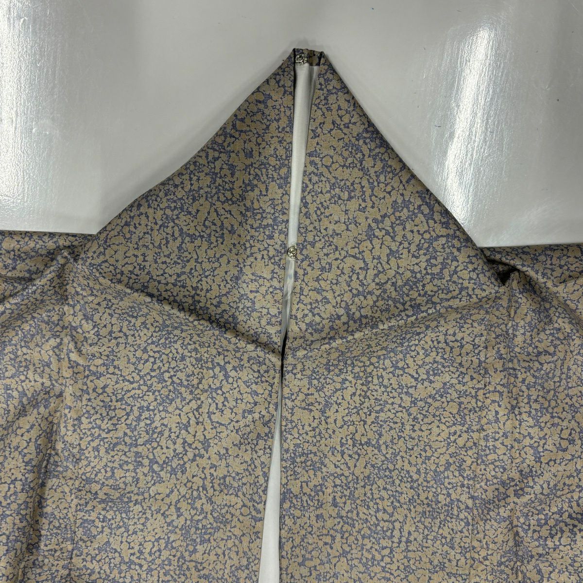 【美品】 小紋 身長167cm 袖長68cm L 雙層 紬織織 幾何學圖案 灰紫 純蠶絲 秀品級