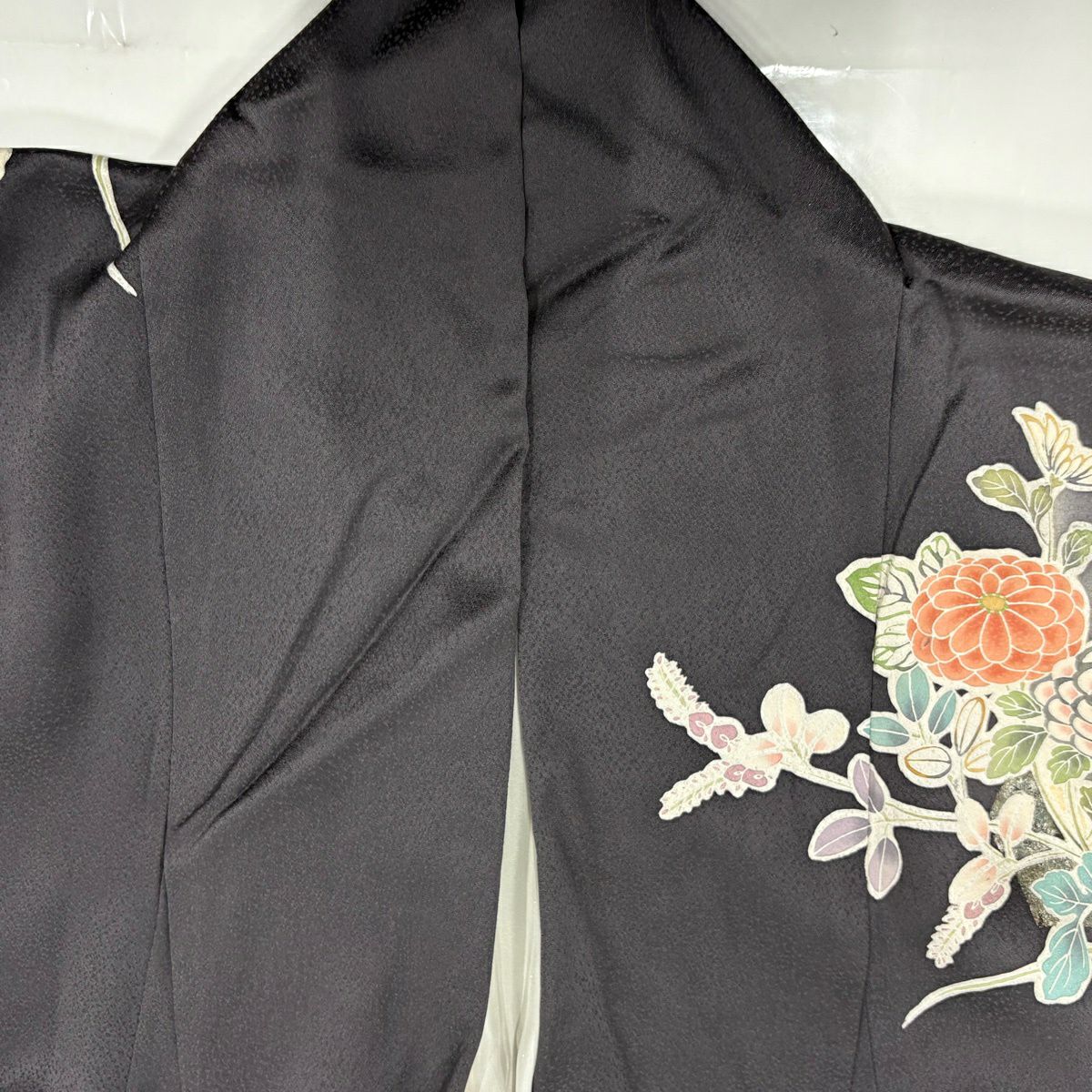 訪問服 身長164cm 袖長68.5cm L 雙層 菊花 萩 金銀彩 漸層 灰色 純蠶絲 優品級