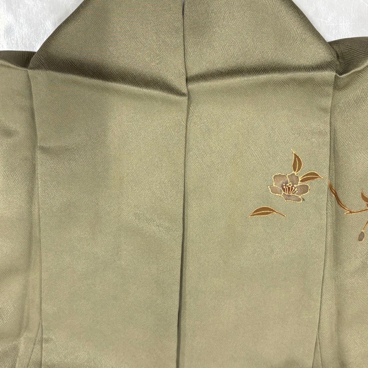 訪問服 身長158.5cm 袖長62cm S 雙層 落款有 童 枝花 金彩裝飾 漸層 灰綠 純蠶絲 優品級