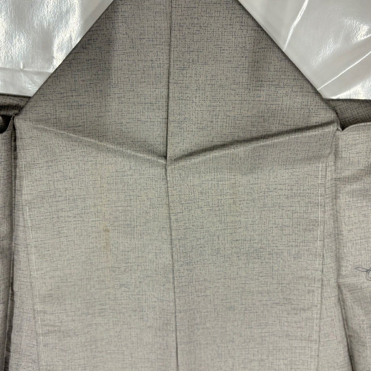 付下 身長161cm 袖長64cm M 雙層 紬織織 花鳥 格天井 刺繡 染分 灰 純蠶絲 秀品級