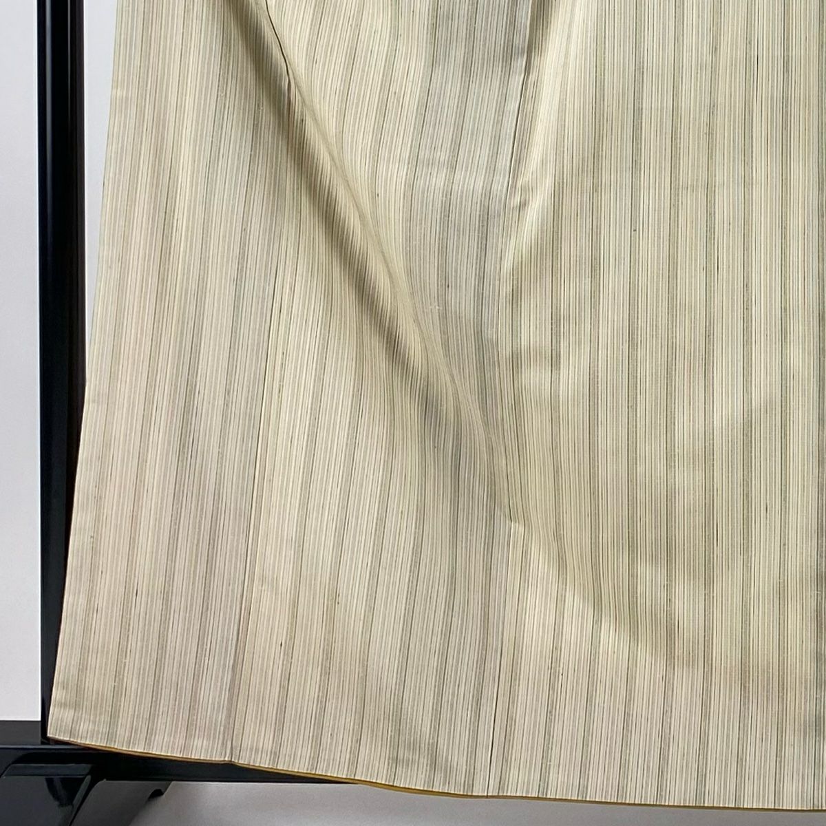 紬織 身長162cm 袖長65.5cm M 雙層 條紋 米色 純蠶絲 名品級