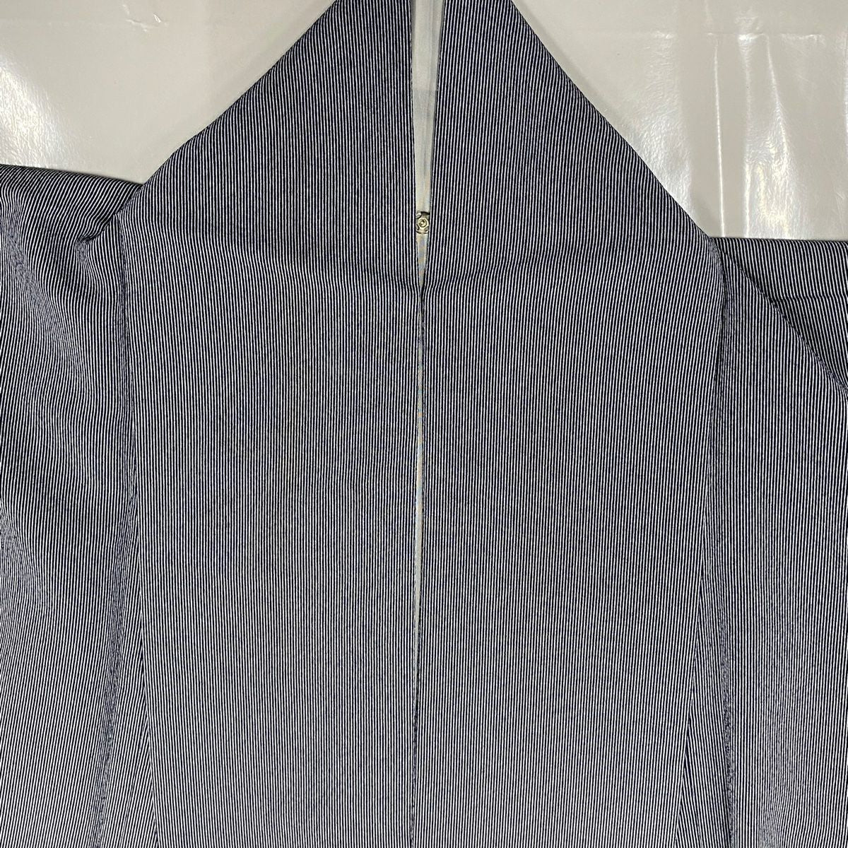 江戶小紋 身長151.5cm 袖長63.5cm S 雙層 萬筋 深藍 純蠶絲 名品級 一個紋