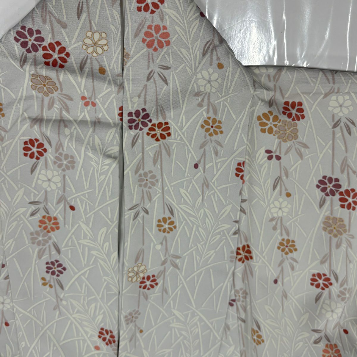 【清倉特賣】訪問服 身長161cm 袖長65cm M 雙層 菊花葉 金彩裝飾 漸層 青灰 純蠶絲 名品級