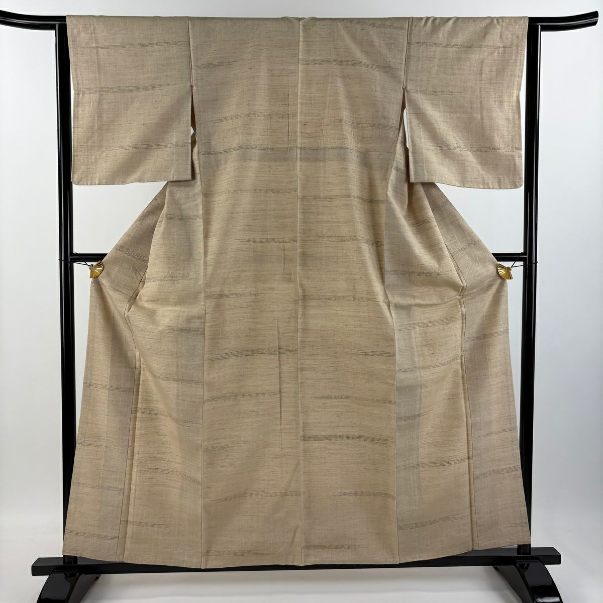 【庫存清倉】 紬織 身長159.5cm 袖長63cm S 雙層 霞 幾何學 米色 純蠶絲 優品級