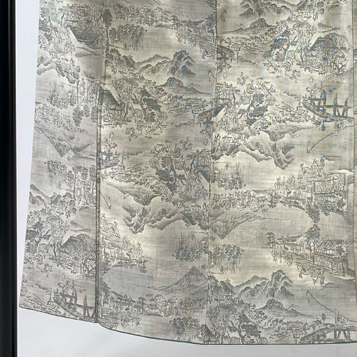 【庫存清倉】 紬織織 身長151.5cm 袖長62cm S 雙層 風景 家屋 灰白 純蠶絲 優品級