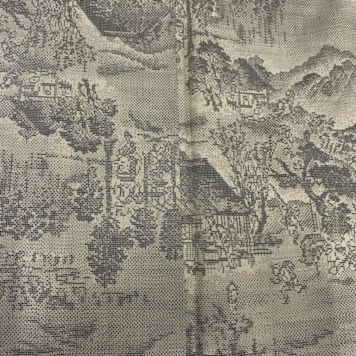 【庫存清倉】 紬織織 身長151.5cm 袖長62cm S 雙層 風景 家屋 灰白 純蠶絲 優品級